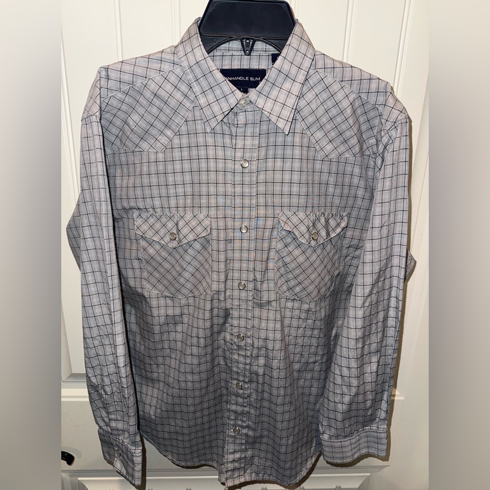 Panhandle Slim- Boys long sleeve pearl snap shirt. Youth Large